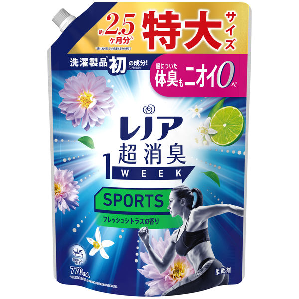 レノア超消臭１ｗｅｅｋＳＰＯＲＴＳフレッシュシトラスの香りつめかえ用特大サイズ　７７０ｍｌ