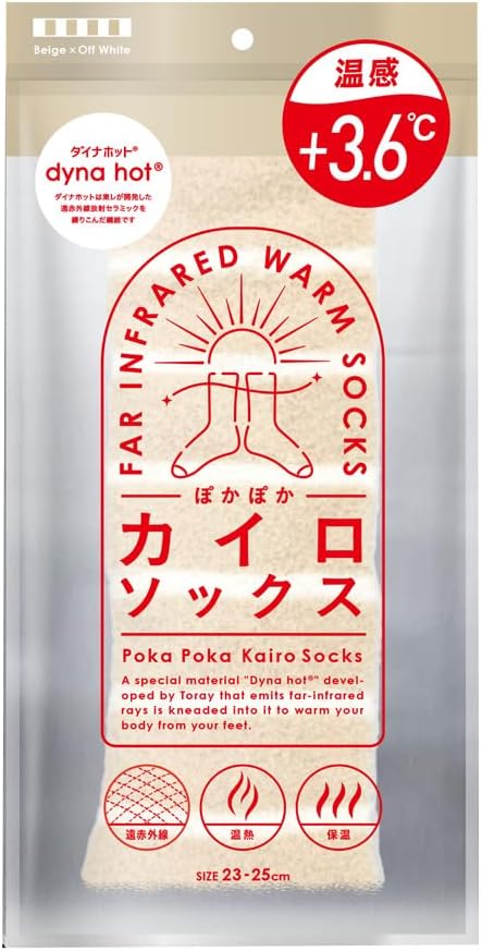 ぽかぽか　カイロソックス　ベージュ×オフホワイト　靴下 レディース こ…